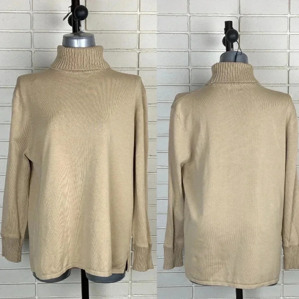 2/$25 Minimalist beige cowl mock neck  neutrals long sleeve sweater sz XL